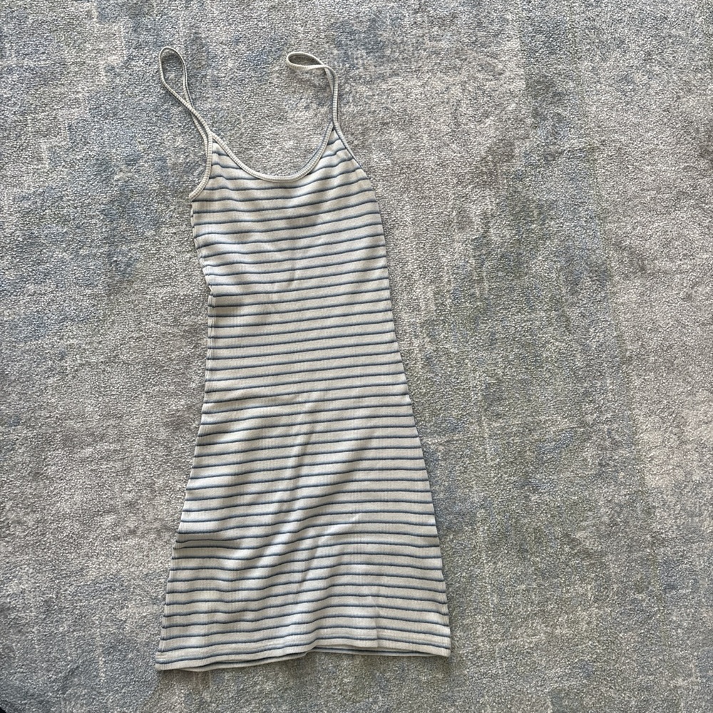 Striped Gray Sleeveless Dress